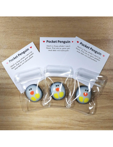 Pequeño abrazo de pingüino de resina con tarjeta - Regalo único