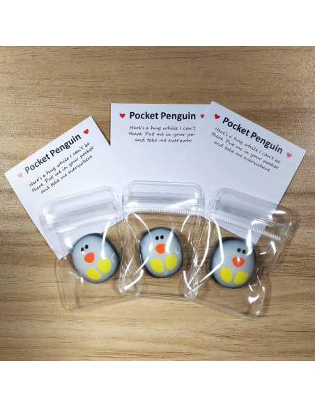 Pequeño abrazo de pingüino de resina con tarjeta - Regalo único