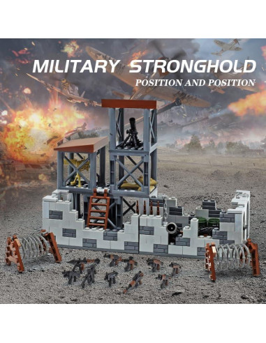 Juego de Bloques de Construcción Militar Lekaka 1224 - Fortaleza y Tanque