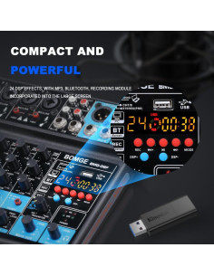 Mezclador de audio BOMGE 8 canales USB Bluetooth 48V DSP 2