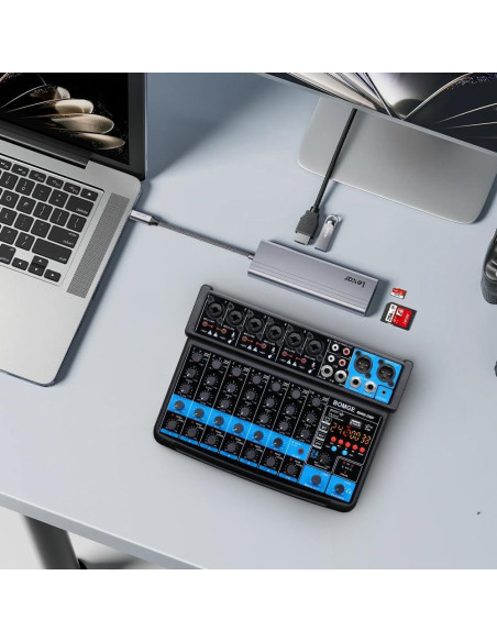 Mezclador de audio BOMGE 8 canales USB Bluetooth 48V DSP