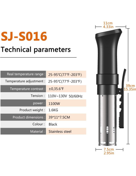 Fityou Sous Vide Cooker 1100W Acero Inoxidable Preciso