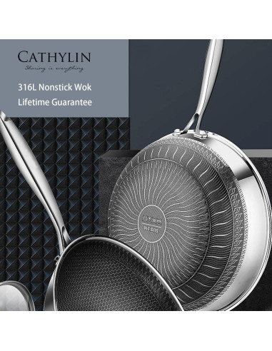 Sartén Wok 31.75 cm Cathylin Acero Inoxidable Antiadherente
