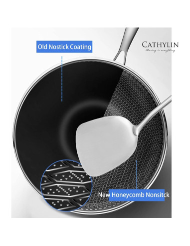 Sartén Wok 31.75 cm Cathylin Acero Inoxidable Antiadherente
