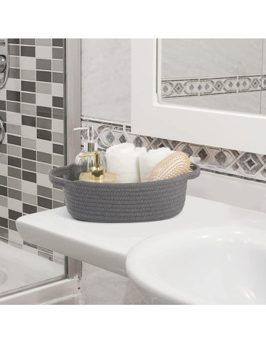 Juego de 5 Cestas de Cuerda VOOWO para Almacenamiento - Gris