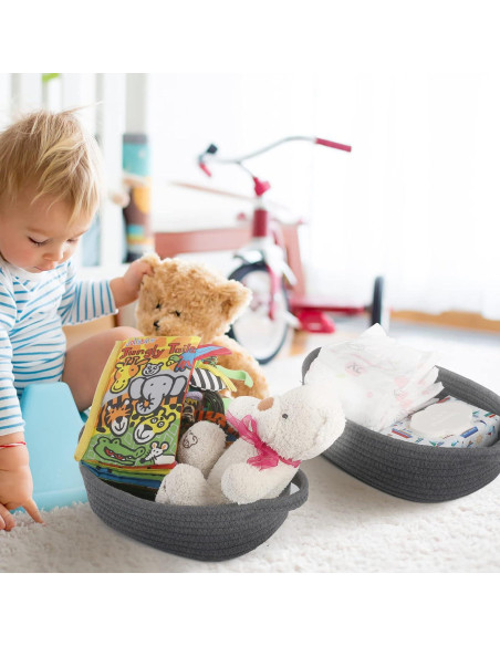 Juego de 5 Cestas de Cuerda VOOWO para Almacenamiento - Gris