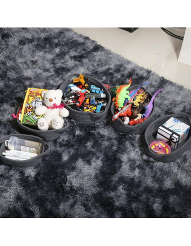Juego de 5 Cestas de Cuerda VOOWO para Almacenamiento - Gris