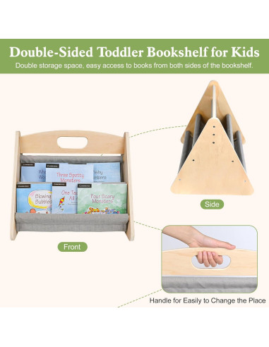 Estantería Infantil AZSKY 2 Niveles Madera Natural Gris