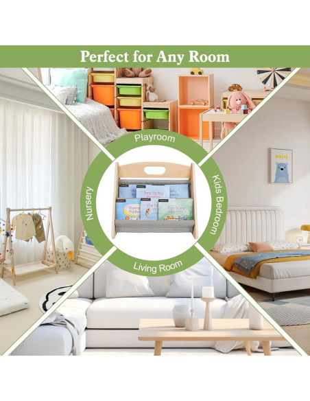 Estantería Infantil AZSKY 2 Niveles Madera Natural Gris