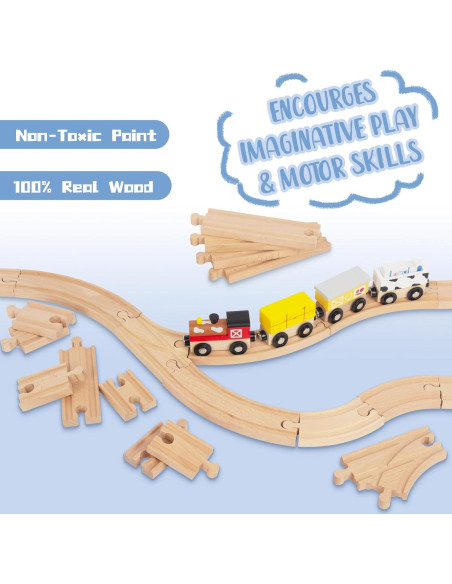Juego de Pistas de Tren de Madera WoodenEdu 24 Piezas