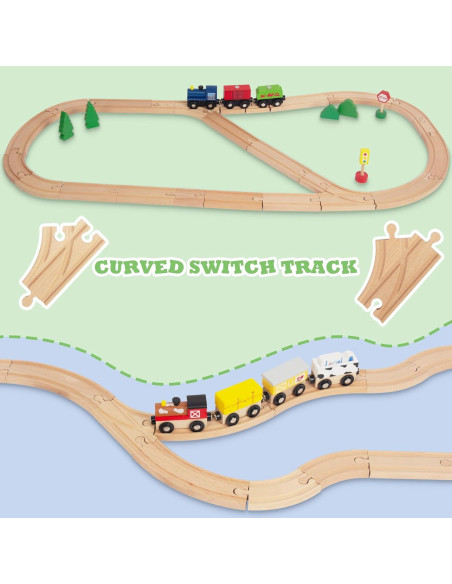 Juego de Pistas de Tren de Madera WoodenEdu 24 Piezas