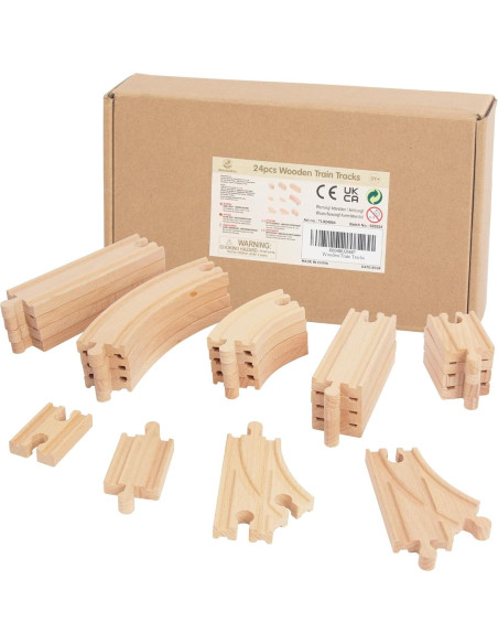 Juego de Pistas de Tren de Madera WoodenEdu 24 Piezas