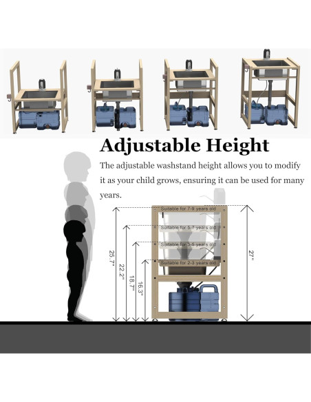 Lavabo Infantil SpeedyConnect Ajustable Acero Inoxidable 71cm