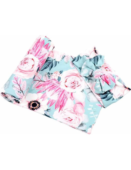 Conjunto Manta Swaddle y Diadema Bebé Galabloomer Floral