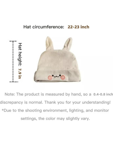 Gorro de orejas de conejo tejido para mujer - Color negro