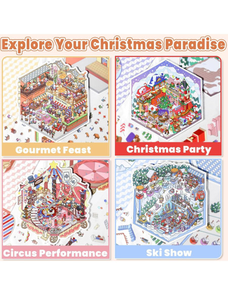 Set de Stickers 3D NiXianLinGo - Carnaval y Navidad, 4 Escenas