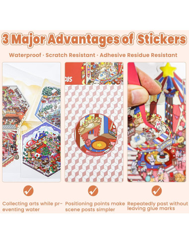 Set de Stickers 3D NiXianLinGo - Carnaval y Navidad, 4 Escenas