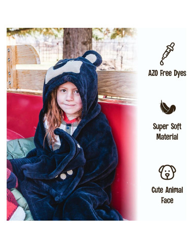 Manta con Capucha de Oso Lazy One - Forro Polar para Niños