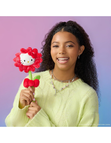 Flor Roja de Peluche Hello Kitty 14" con Tallo Flexible - Jazwares Flor Roja de Peluche Hello Kitty 14" con Tallo Flexible - Jazwares