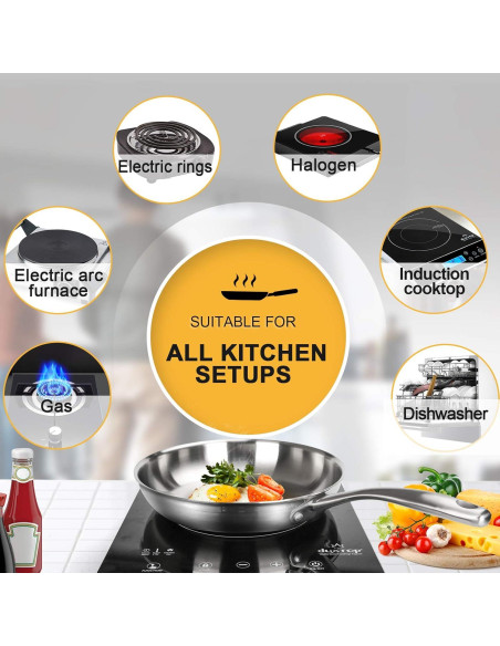 Sartén de Acero Inoxidable Duxtop 20 cm con Mango Frío