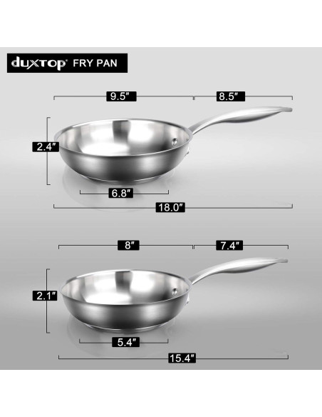 Sartén de Acero Inoxidable Duxtop 20 cm con Mango Frío