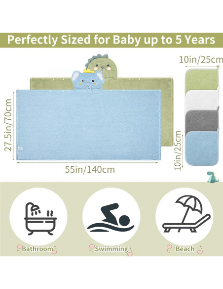 Juego de Toallas de Baño con Capucha CandyHome 6 PCS Niños