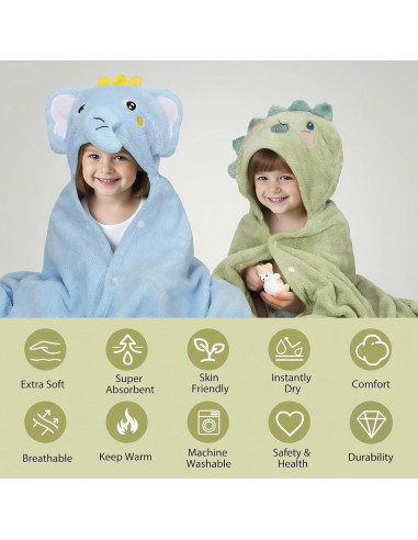 Juego de Toallas de Baño con Capucha CandyHome 6 PCS Niños