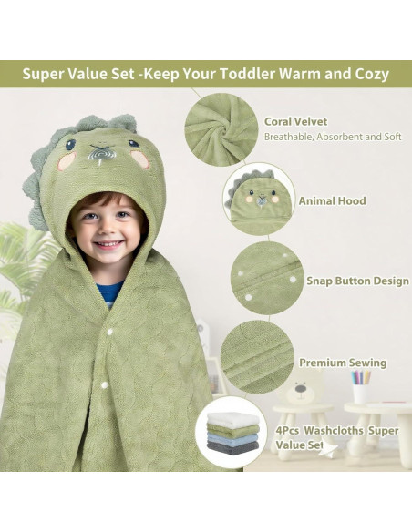 Juego de Toallas de Baño con Capucha CandyHome 6 PCS Niños