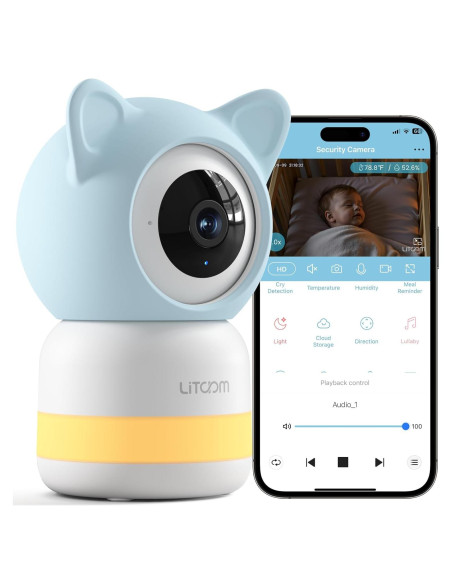 Cámara de Seguridad Interior Litokam 2K 4MP con Audio y Detección