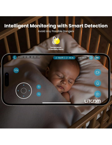 Cámara de Seguridad Interior Litokam 2K 4MP con Audio y Detección