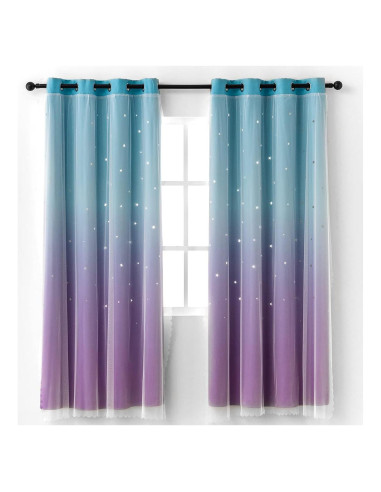 Cortinas Opacas Ombre Azul Púrpura Reepow 132x160 cm - 2 Paneles