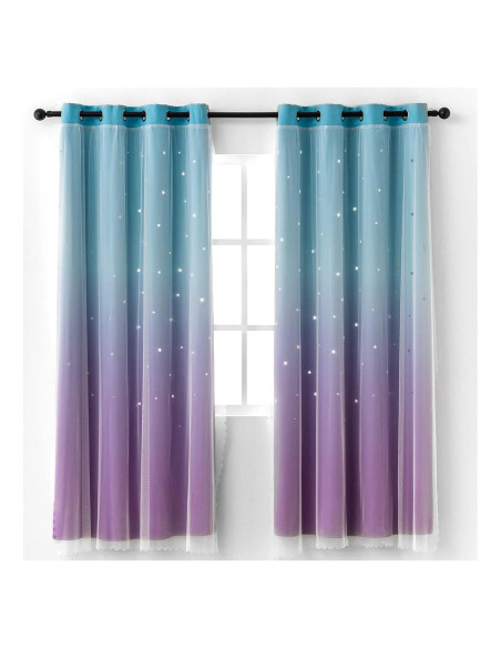 Cortinas Opacas Ombre Azul Púrpura Reepow 132x160 cm - 2 Paneles