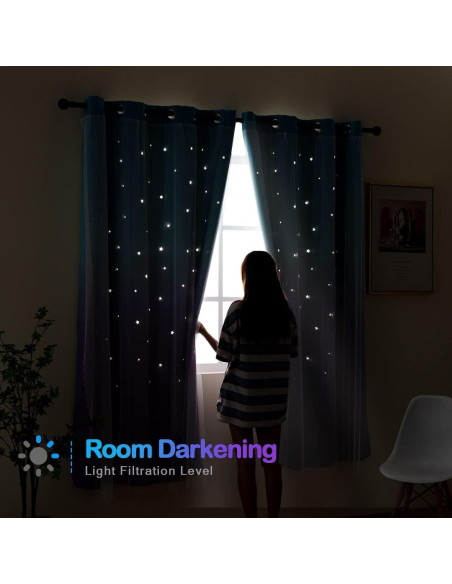 Cortinas Opacas Ombre Azul Púrpura Reepow 132x160 cm - 2 Paneles