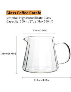 Jarra de Café de Vidrio WATCHGET 500ml - Servidor Resistente al Calor 2