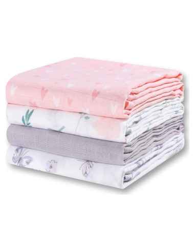 Mantas de Muselina Little Grape Land 120x120cm 4 Paquete