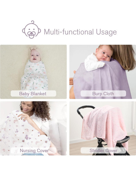 Mantas de Muselina Little Grape Land 120x120cm 4 Paquete