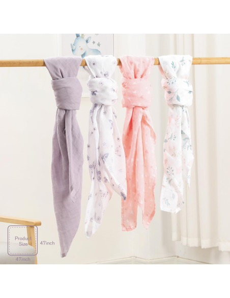 Mantas de Muselina Little Grape Land 120x120cm 4 Paquete