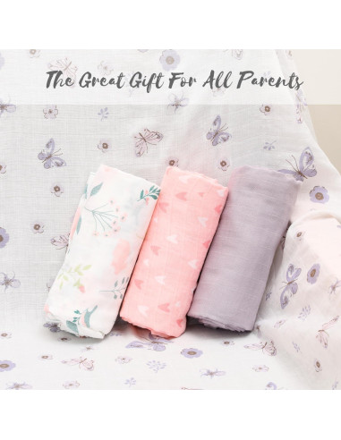 Mantas de Muselina Little Grape Land 120x120cm 4 Paquete