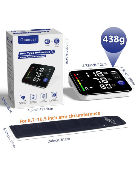 Monitor de Presión Arterial Recargable Guaever BP351A 22-42 cm