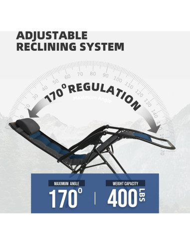 Silla de Gravedad Cero XL Foristrail Plegable con Bandeja 3 en 1