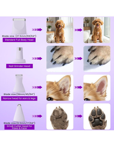 Recortador de patas de perro Veeconn T6 4 en 1 impermeable