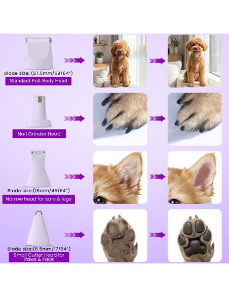 Recortador de patas de perro Veeconn T6 4 en 1 impermeable