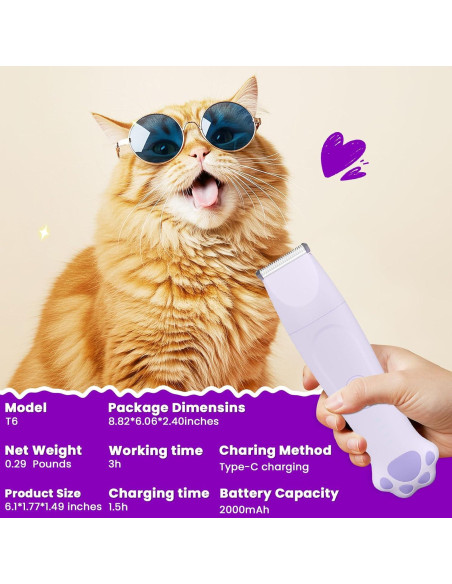 Recortador de patas de perro Veeconn T6 4 en 1 impermeable