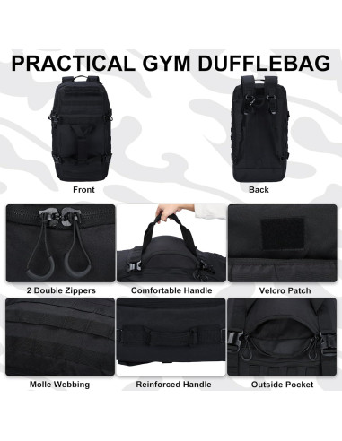 Bolsa Duffle de Gimnasio PAIWPHLI 40L Negra Impermeable