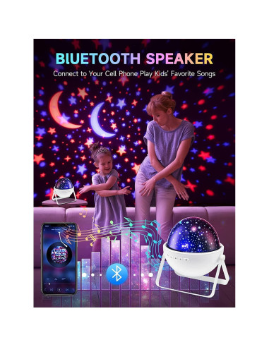 Luz Nocturna Proyector de Estrellas Mubarek - Bluetooth, 48 Modos