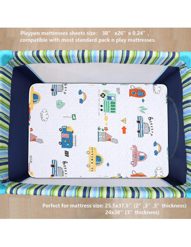 Sábana Acolchada MIIMER para Pack n Play 96.5x66 cm Microfibra