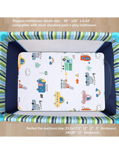 Sábana Acolchada MIIMER para Pack n Play 96.5x66 cm Microfibra