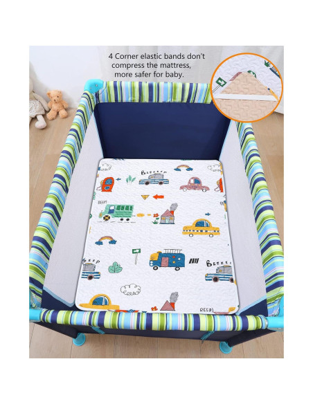 Sábana Acolchada MIIMER para Pack n Play 96.5x66 cm Microfibra