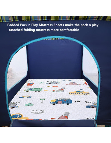 Sábana Acolchada MIIMER para Pack n Play 96.5x66 cm Microfibra