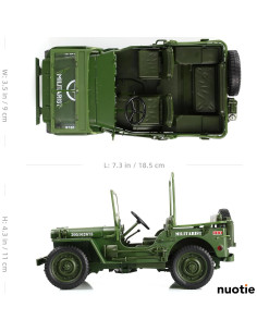 Modelo Jeep Militar Willys MB 1:18 NUOTIE Verde Camión 2